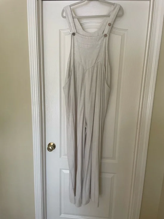 1.4.3. Story by Line Up Cream Linen Textured Jumpsuit- EUC - Picture 8 of 12